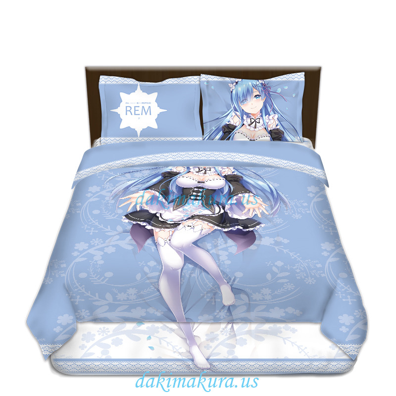 Rem - Re Zero Japanese Anime Bed Blanket Duvet Cover with Pillow Covers